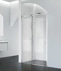 Душевая дверь в нишу BelBagno ACQUA-BF-1-100-C-Cr 100*198 L/R профиль хром с поддоном 100*100*3 черный матовый