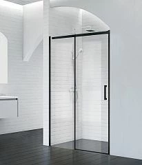 Душевая дверь в нишу BelBagno ACQUA-BF-1-120-C-NERO 120*198 L/R профиль черный с поддоном 120*90*3 черный матовый