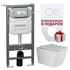 Комплект инсталляции Ceramicanova Envision, унитаз Metric Rimless, клавиша смыва Round белая