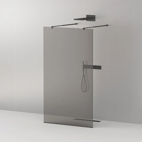 Душевая перегородка Cezares LIBERTA-L-2-100-GR-NERO Walk-in 100*195 L/R с возможностью двустороннего входа, стекло графит, профиль черный без поддона