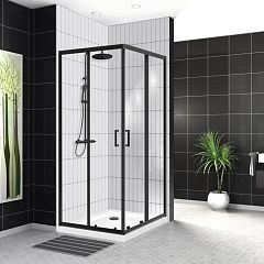 Душевой уголок BelBagno UNO-195-A-2-100-C-NERO 100*100*198,5 (с поддоном 100*100*3,5)