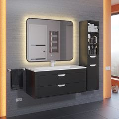 Зеркало Uperwood Modul 80*80 сенсорная кнопка, антизапотевание, черное, теплая подсветка