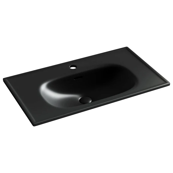 Встраиваемая раковина Ceramicanova Sabo 80*46 с отверстием под смеситель черная матовая