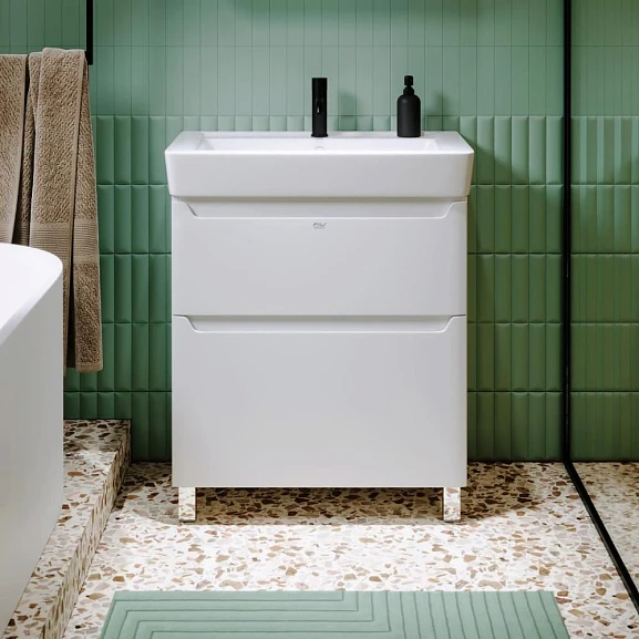 Тумба с раковиной Alavann Lana 80 белый глянец (раковина Q 80)