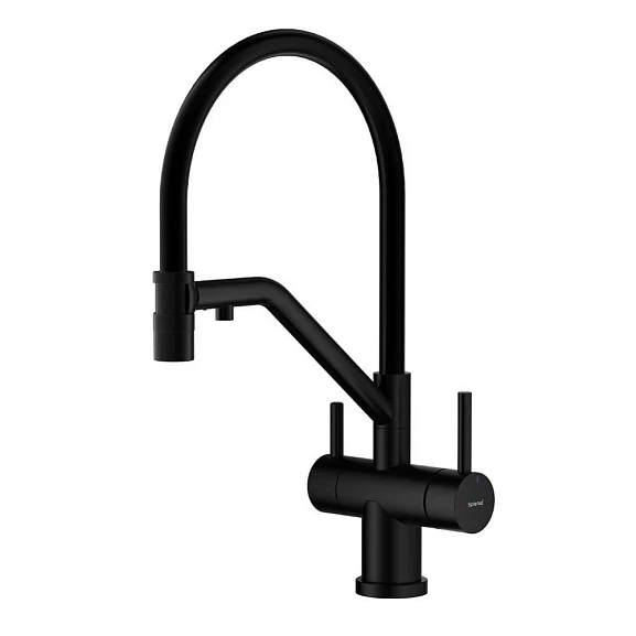 Смеситель Splenka S70.62.06 для кухни с гибким изливом и функцией подключения фильтра черный матовый