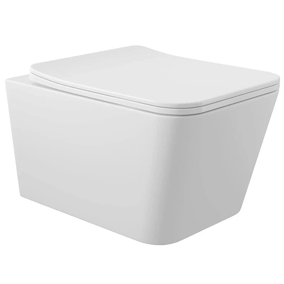 Подвесной унитаз Aqueduto Macio 37*52 безободковый с крышкой-сиденьем микролифт белый матовый