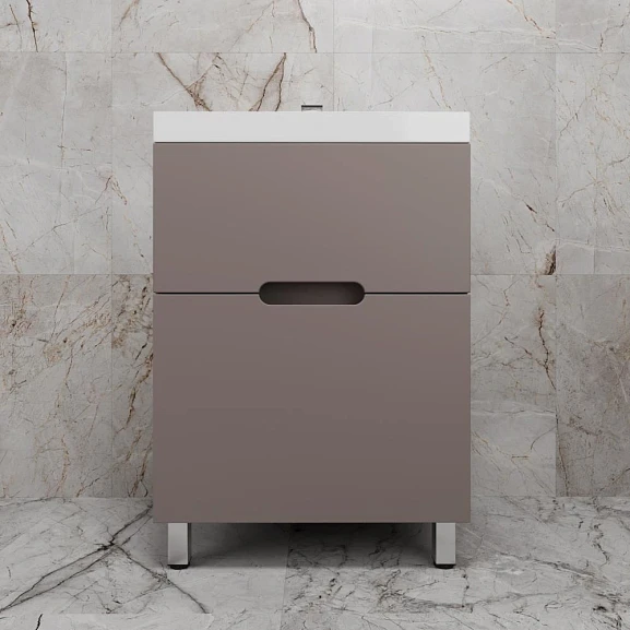 Тумба с раковиной Style Line Матис 60 напольная тауп темный