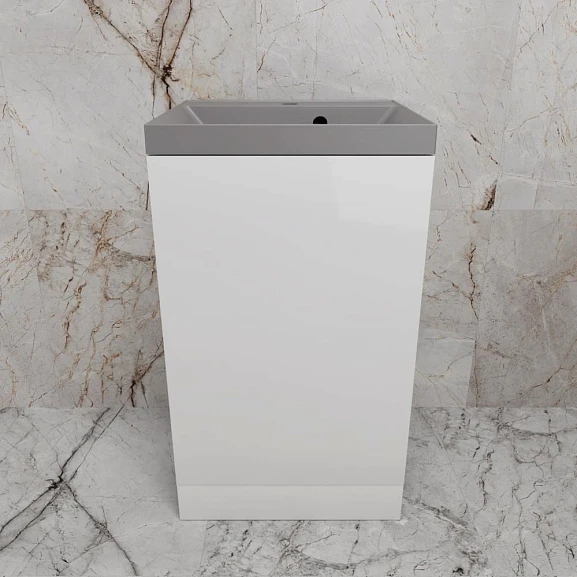 Тумба с раковиной Style Line Моно 50 L/R белый глянец (раковина Asti 50*45 серый шелк)