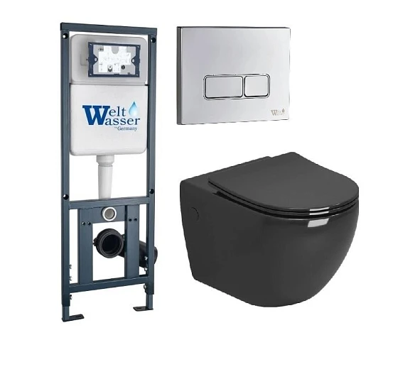 Комплект инсталляции WeltWasser Marberg 410 Color GR-4411BS клавиша хром