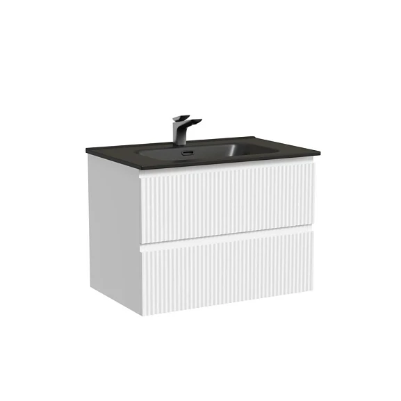 Тумба с раковиной Sancos Snob R 70 Bianco (раковина Element CN7007MB черная матовая)