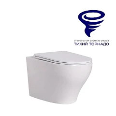 Подвесной унитаз Prato Кодэ 36,5*52 безободковый Торнадо с крышкой-сиденьем микролифт