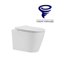 Подвесной унитаз Prato Рим 36,5*52 безободковый Торнадо с крышкой-сиденьем микролифт