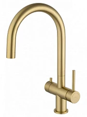 Смеситель WONZON & WOGHAND для кухни с функцией подключения фильтра брашированное золото (WW-3211-BG)