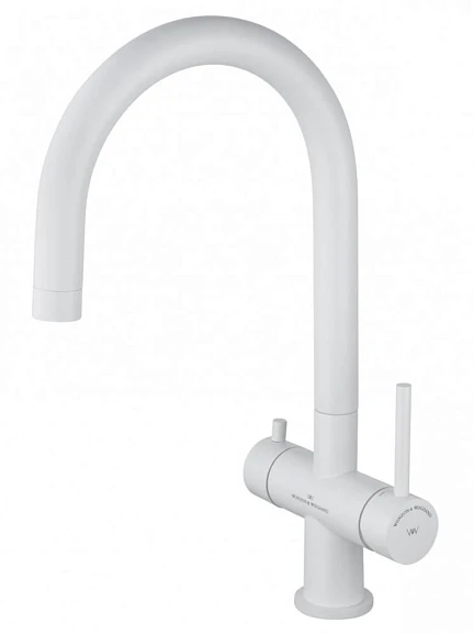 Смеситель WONZON & WOGHAND для кухни с функцией подключения фильтра белый матовый (WW-3211-MW)