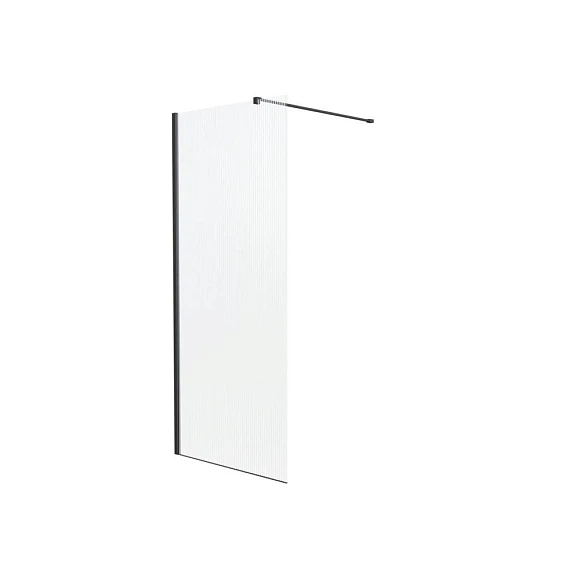 Душевая перегородка Knotlor Velum Ripple 90*200 профиль вороненая сталь без поддона