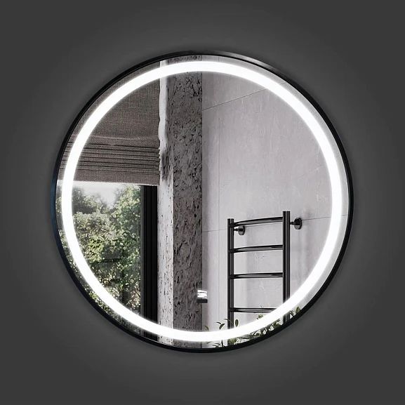 Зеркало Comforty Лея 75 сенсор, антизапотевание, рамка чёрная матовая