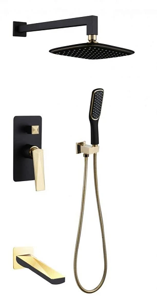 Душевой комплект Boheme Venturo 384-B-2 с изливом черный матовый/золото