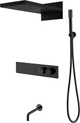 Душевой комплект Boheme Fusion 131-2-B с термостатом и изливом черный матовый
