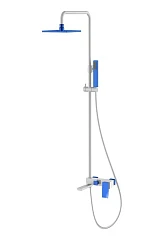 Душевая стойка Boheme Q 148-WUW.2 с изливом белая матовая/синий