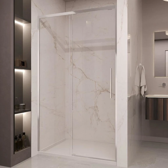 Душевая дверь в нишу Vincea Stella 140*200 стекло прозрачное профиль хром без поддона