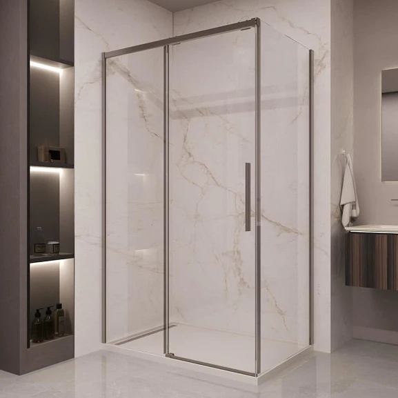 Душевой уголок Vincea Stella 110*80 профиль вороненая сталь без поддона