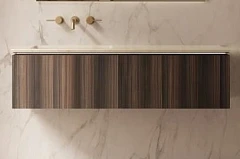 Тумба с раковиной Vincea Luxe 140 натуральный орех (раковина кварц бежевая L)