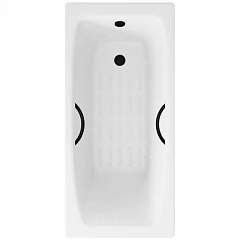 Чугунная ванна Delice Repos 150х70 с черными матовыми ручками и антискользящим покрытием (комплект)