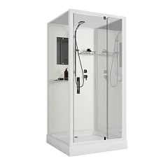 Душевая кабина Niagara Standart ST100/15Q/BK 100х100х200 квадрат, низкий поддон, распашная, проф.белый, без крыши