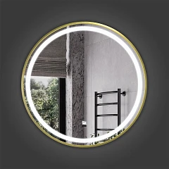 Зеркало Comforty Лея-60 в алюм. раме, LED-подсветка, бесконт. сенсор, золотой матовый