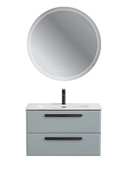 Комплект мебели Cezares Эко-Кер-Н/Eco-Cer-N 80 серо-голубой матовый (раковина CZR-8095-80, ручки черные)