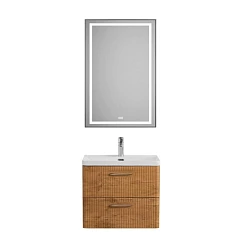 Комплект мебели BelBagno Дуэ/Due 60 Rovere Nature, ручки сатиновый никель, зеркало с функцией антизапотевания