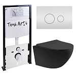 Комплект инсталляции Toni Arti Russi черный матовый, клавиша смыва Baglio белый глянец