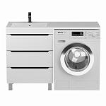 Тумба под раковину Uperwood Tanos 60 белая/графит под стиральную машину 3 ящика, напольная Тумба под раковину Uperwood Tanos 60 белая/графит под стиральную машину 3 ящика, напольная