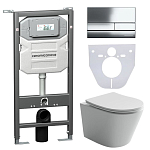 Комплект инсталляции Ceramicanova Envision, унитаз Balearica Rimless, клавиша смыва Flat хром Комплект инсталляции Ceramicanova Envision, унитаз Balearica Rimless, клавиша смыва Flat хром