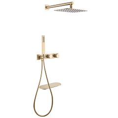 ABBER Душевая система Rund AF8750G скрытого монтажа с изливом, термостат, золото матовое