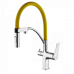 Смеситель Lemark Comfort LM3074C-Yellow для кухни с функцией подключения фильтра хром/желтый